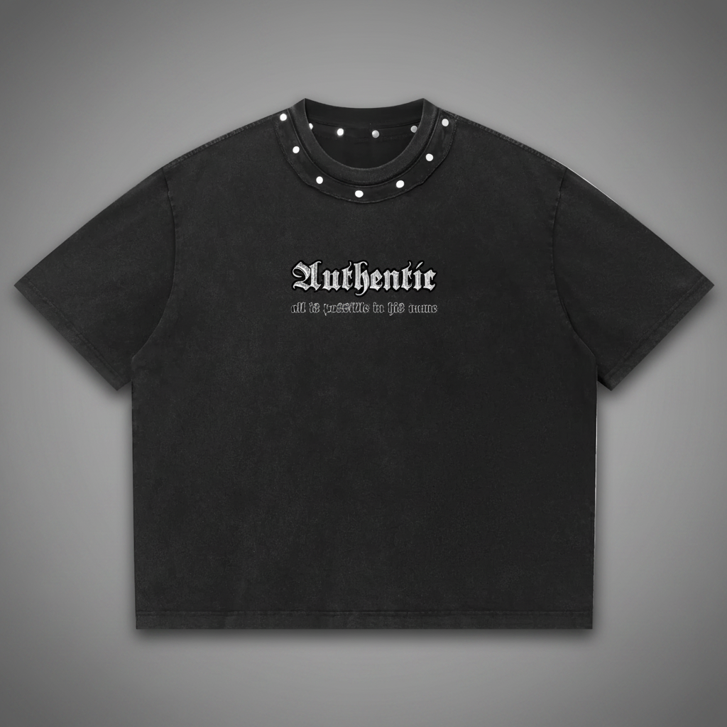 Authentic Unisex Washed Boxy Studded T-Shirt