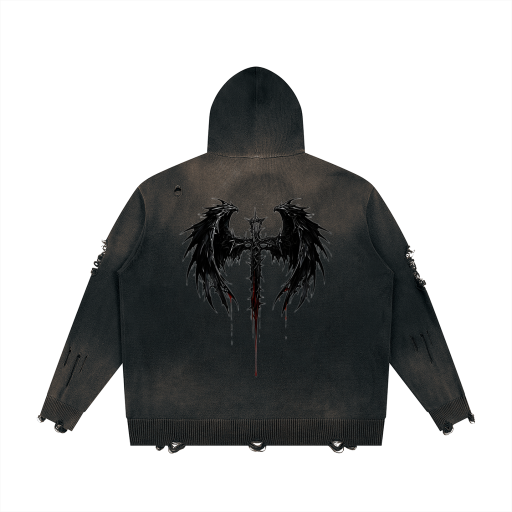 Authentic USX Distressed Dual Zip Sweater