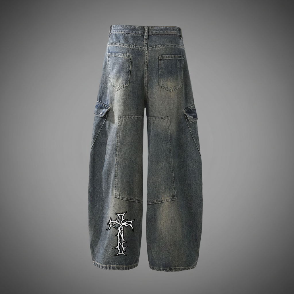 Authentic Heavyweight Multi-Pocket Washed Vintage Loose Jean