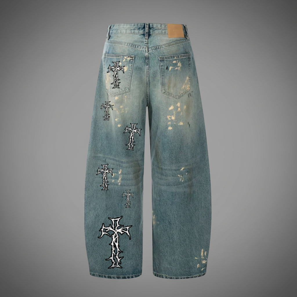 Authentic Hand-Painted Loose Baggy Jeans
