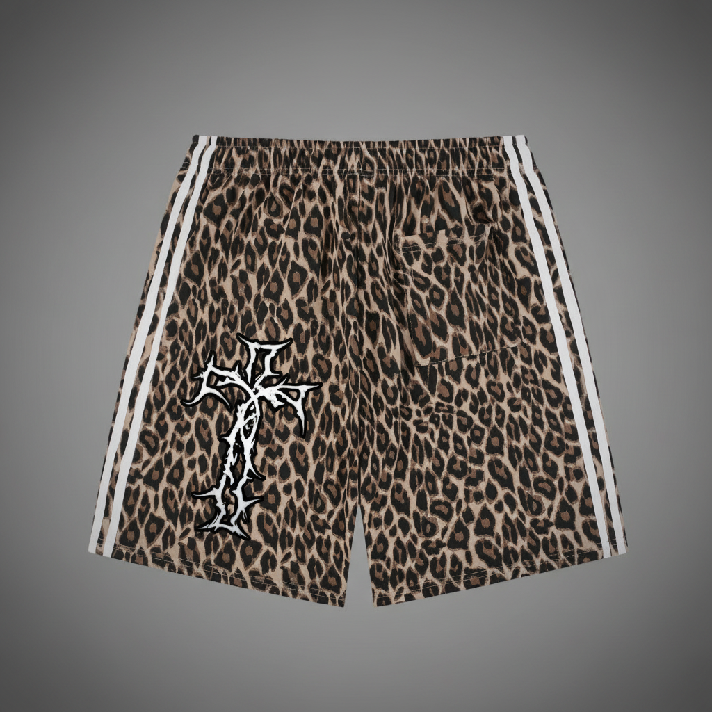 Authentic Unisex Heavyweight Leopard Drawstring Shorts