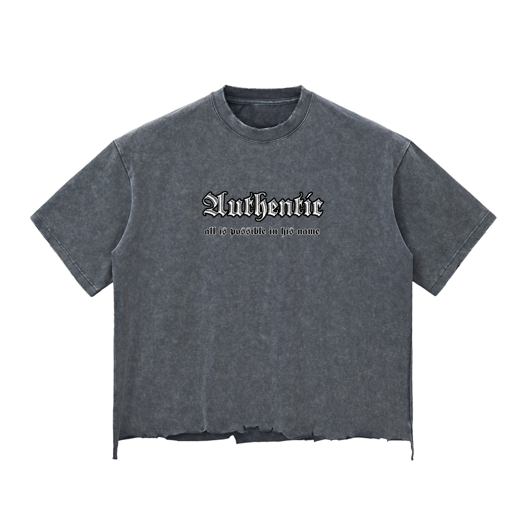 Authentic Washed Raw-Hem Drop Shoulder Boxy T-shirt