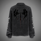 Authentic Heavyweight Washed Distressed French Terry Collared Oversized Long-Sleeve