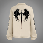 Authentic Heavyweight Washed Distressed French Terry Collared Oversized Long-Sleeve