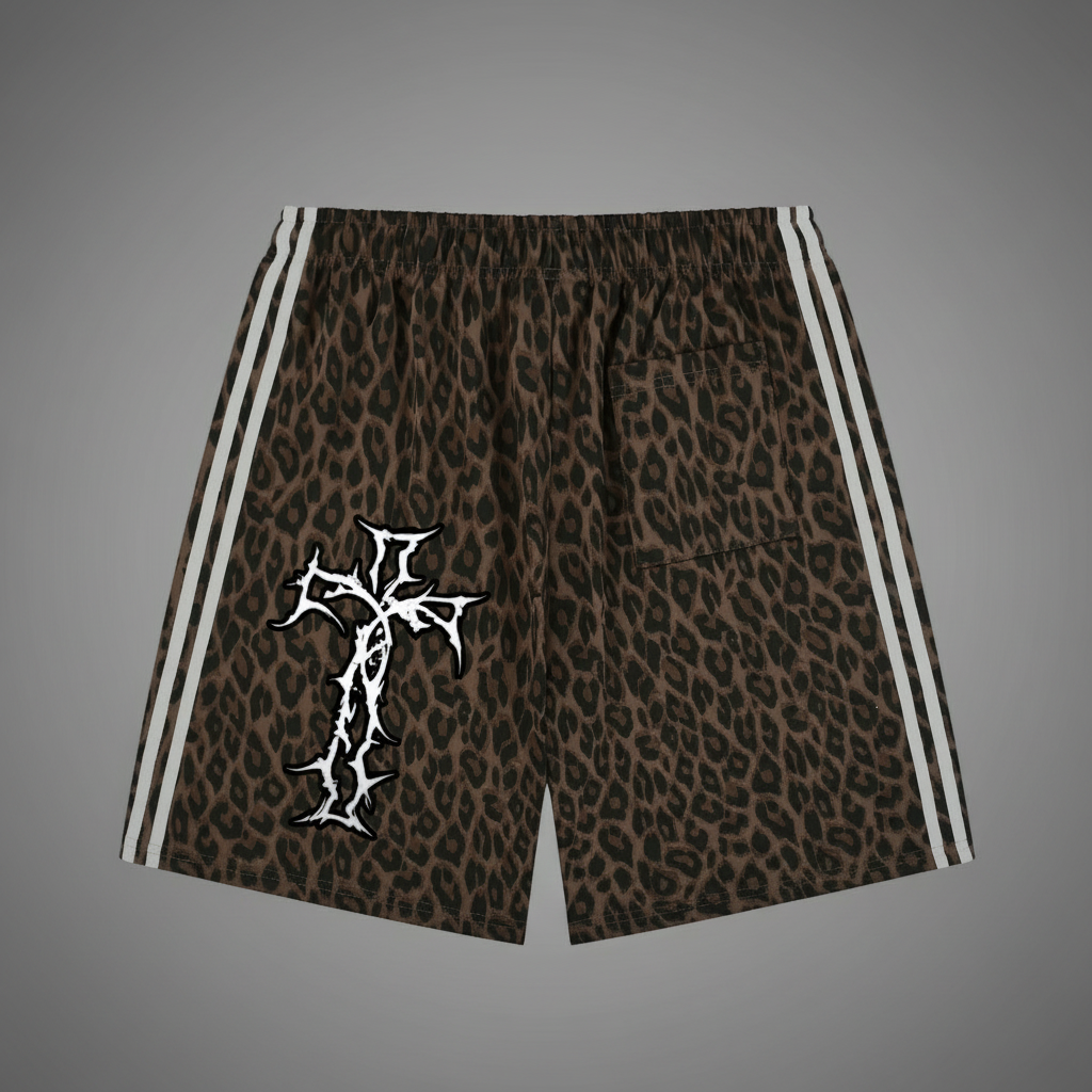 Authentic Unisex Heavyweight Leopard Drawstring Shorts