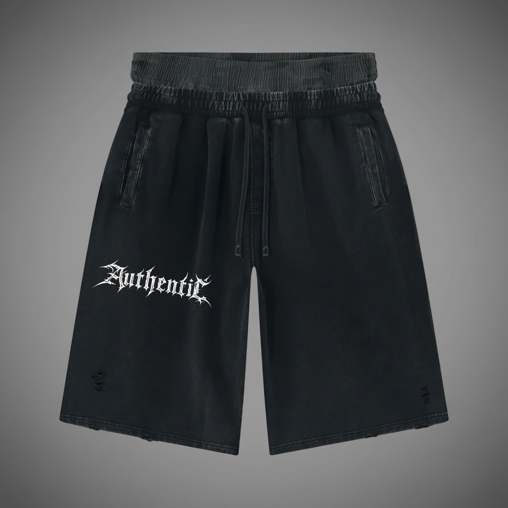 Authentic Unisex  Washed Camo Distressed Wide Leg Shorts