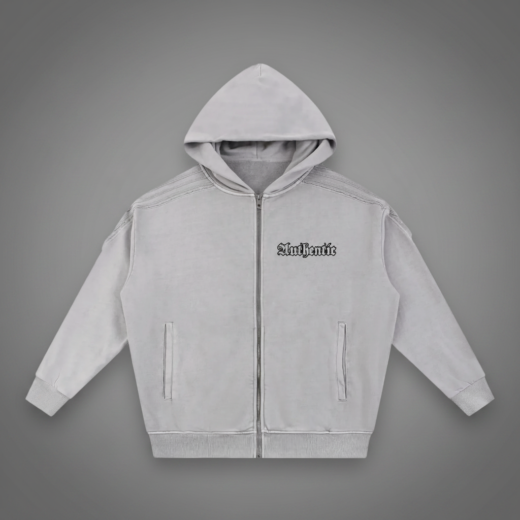 Authentic Snow Washed Tape-Stitch Zip Hoodie
