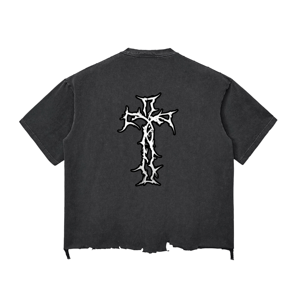 Authentic Washed Raw-Hem Drop Shoulder Boxy T-shirt