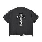 Authentic Washed Raw-Hem Drop Shoulder Boxy T-shirt