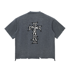 Authentic Washed Raw-Hem Drop Shoulder Boxy T-shirt