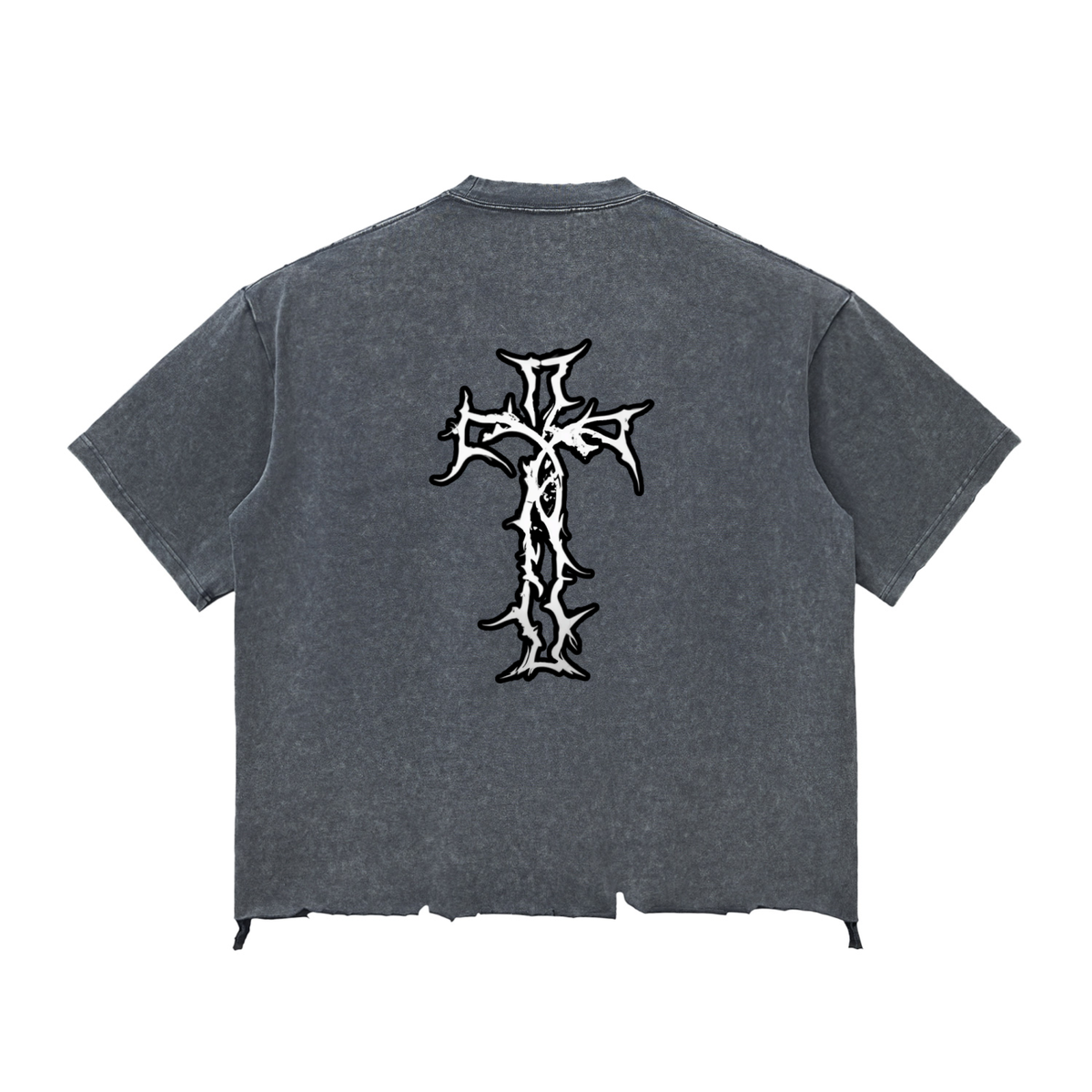 Authentic Washed Raw-Hem Drop Shoulder Boxy T-shirt