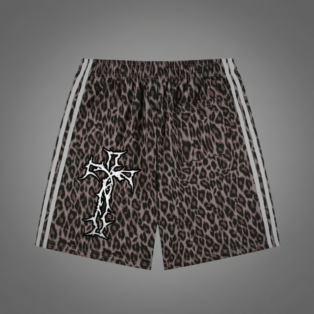 Authentic Unisex Heavyweight Leopard Drawstring Shorts