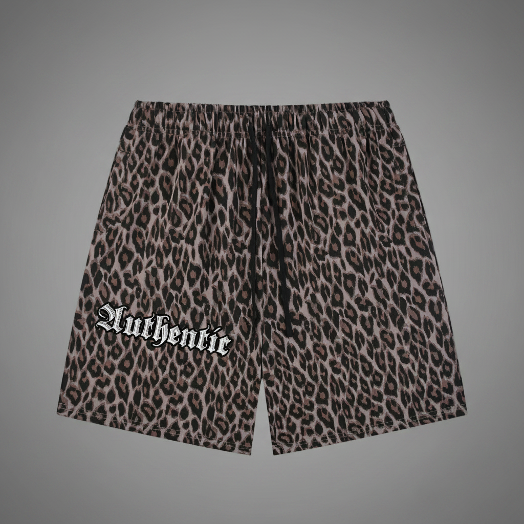 Authentic Unisex Heavyweight Leopard Drawstring Shorts