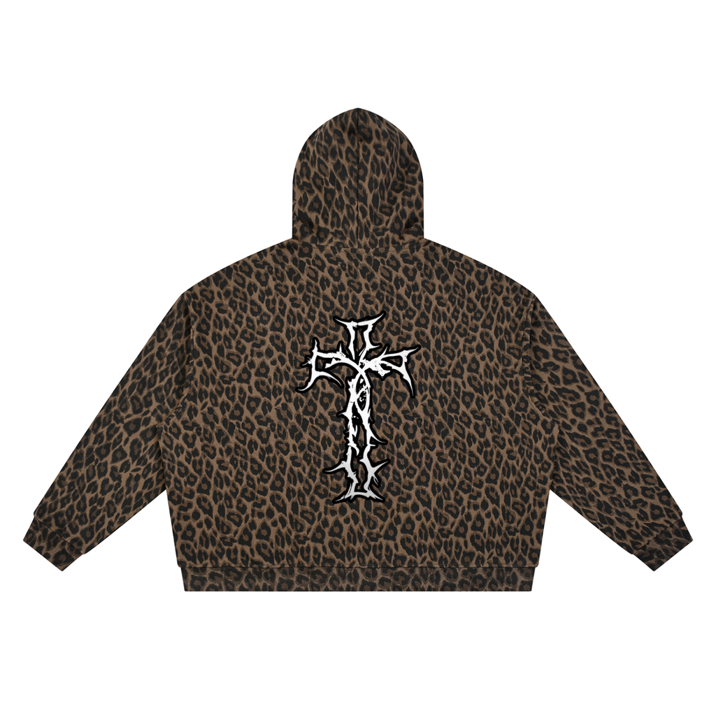 Unisex Leopard Full Zip Hoodie