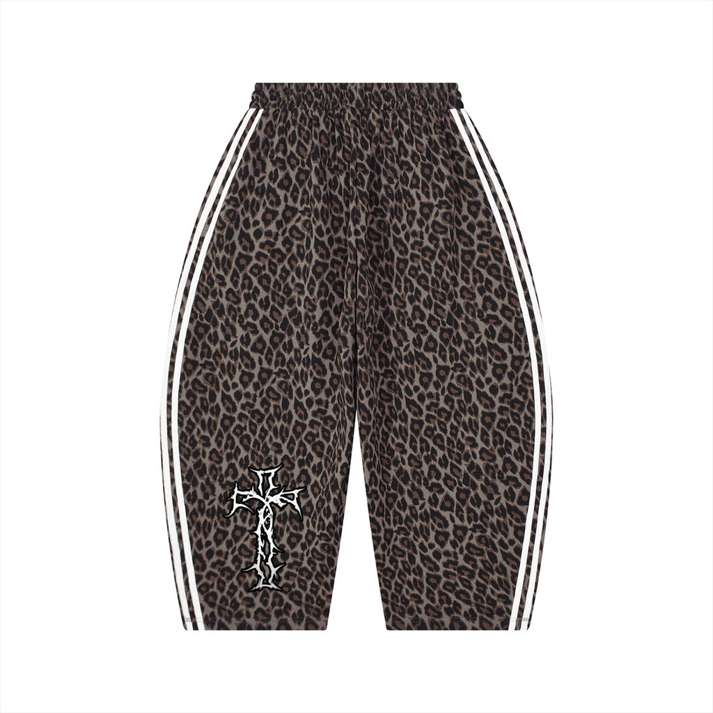 Unisex Leopard Barrel Leg Sweatpants