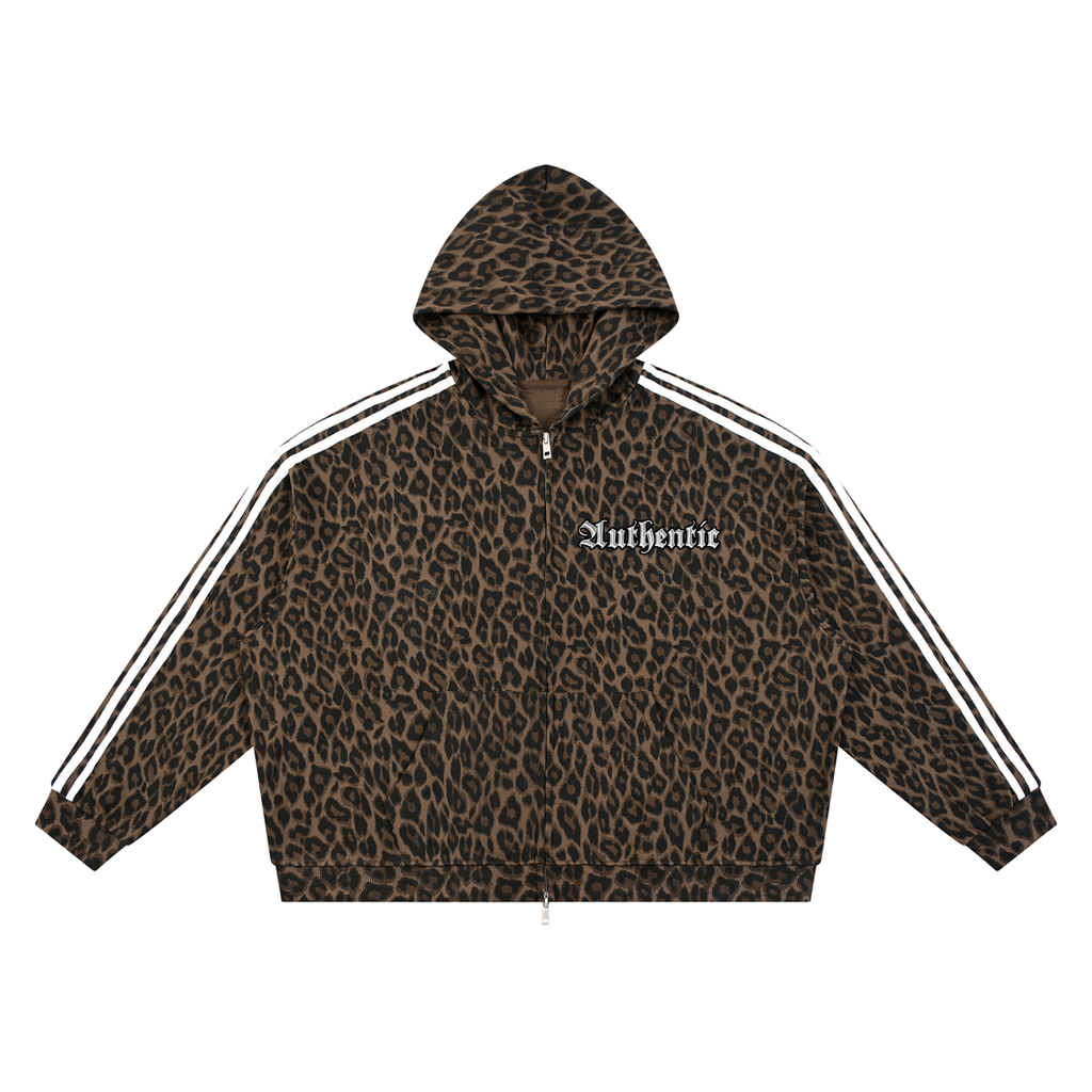 Unisex Leopard Full Zip Hoodie