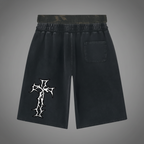 Authentic Unisex  Washed Camo Distressed Long Shorts