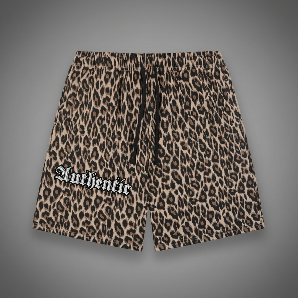 Authentic Unisex Heavyweight Leopard Drawstring Shorts
