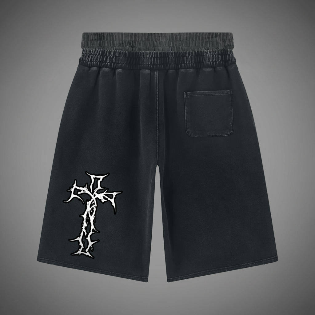 Authentic Unisex  Washed Camo Distressed Wide Leg Shorts