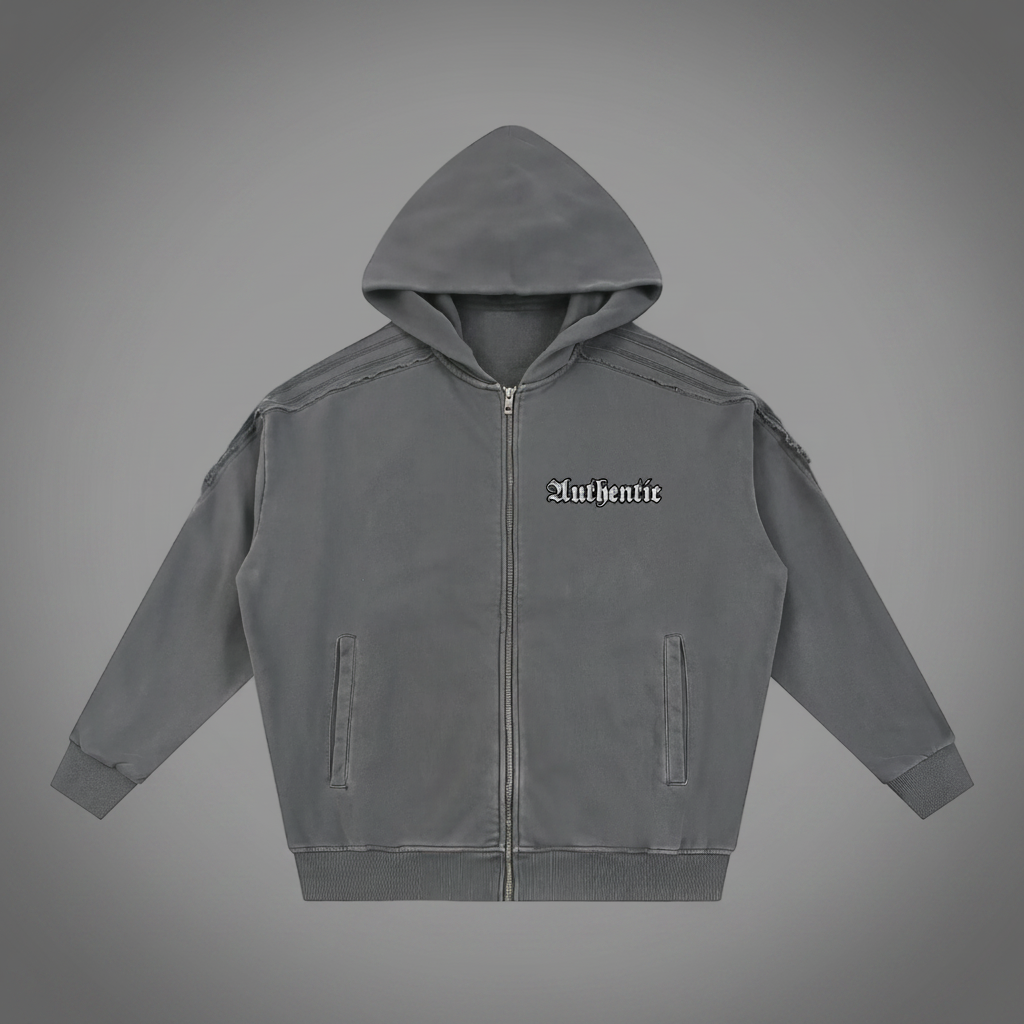 Authentic Snow Washed Tape-Stitch Zip Hoodie