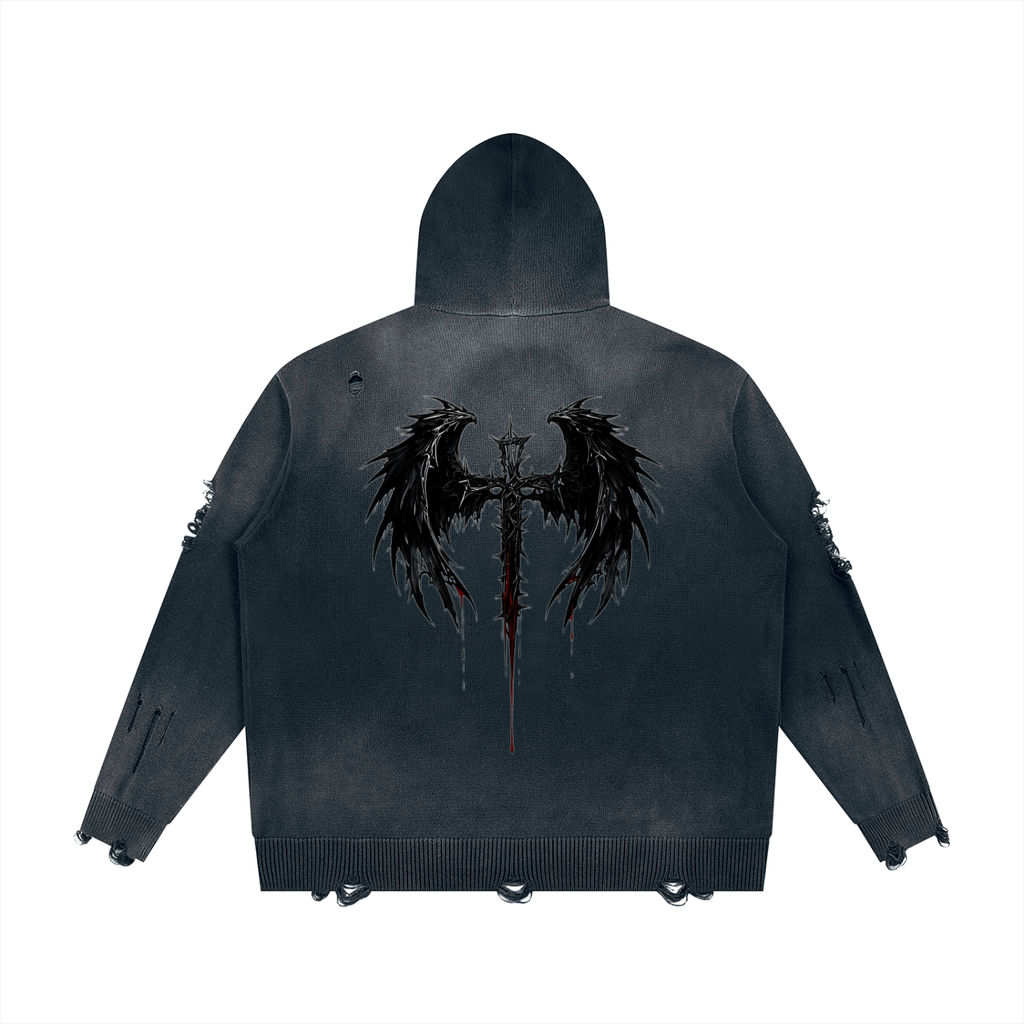 Authentic USX Distressed Dual Zip Sweater