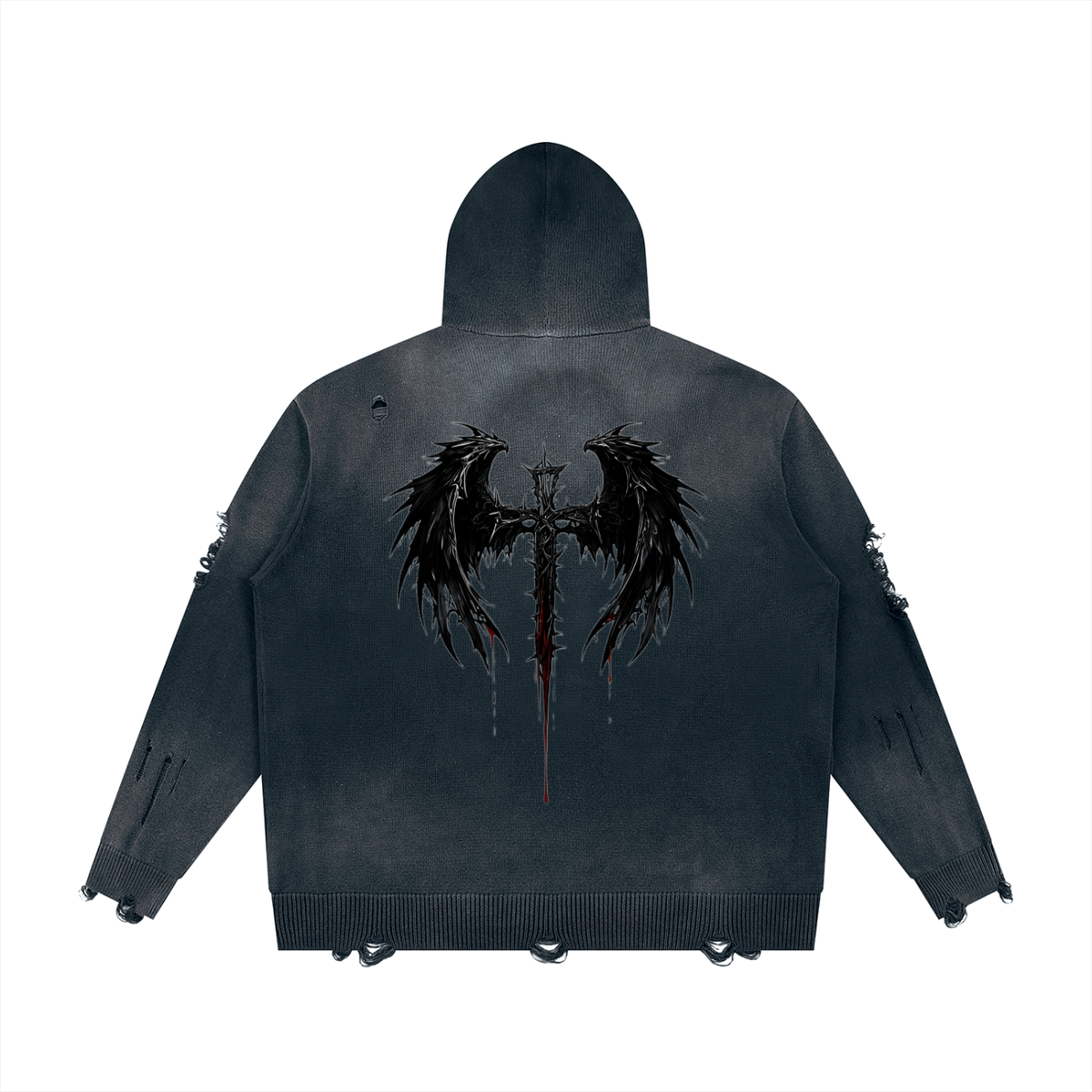Authentic USX Distressed Dual Zip Sweater