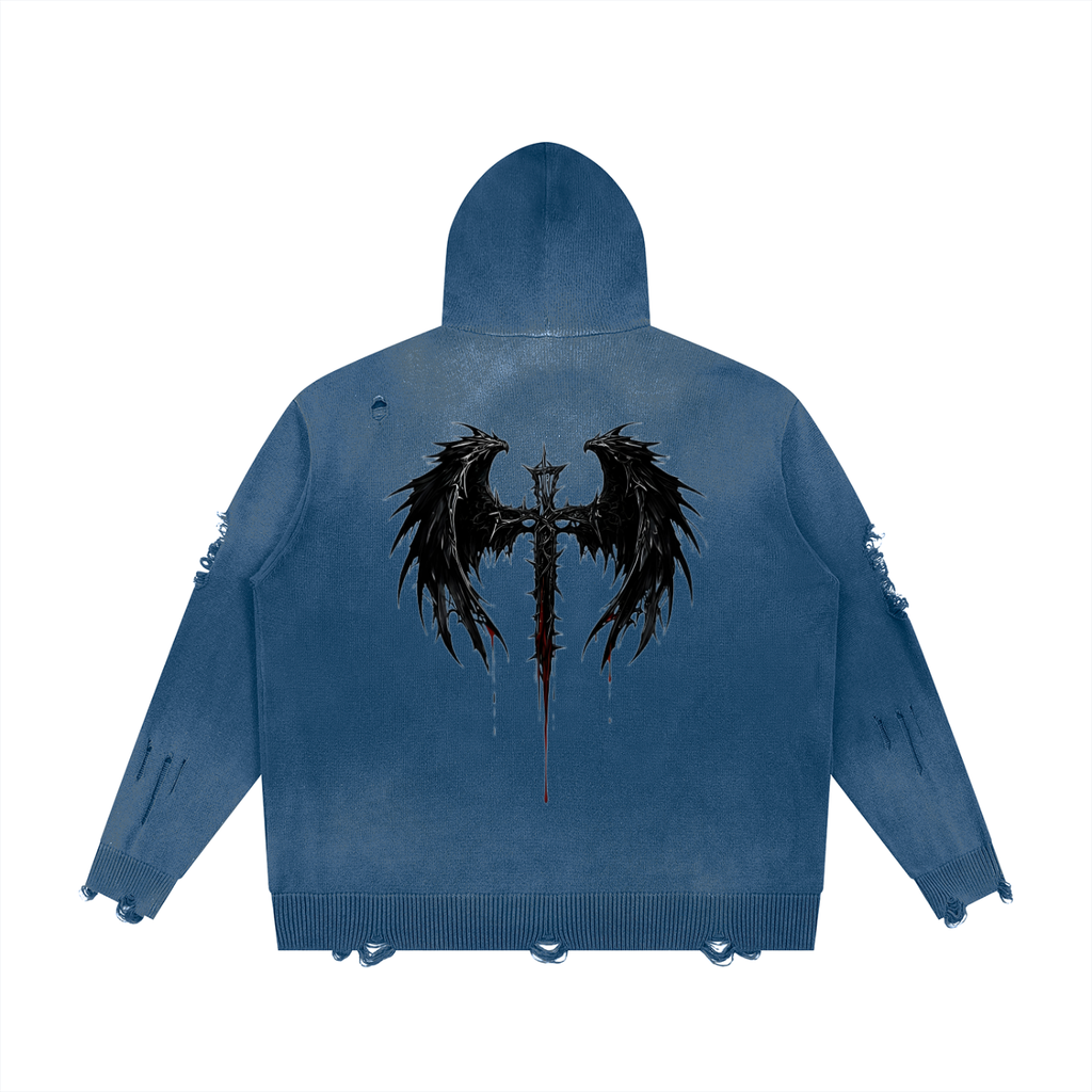Authentic USX Distressed Dual Zip Sweater