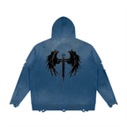Authentic USX Distressed Dual Zip Sweater