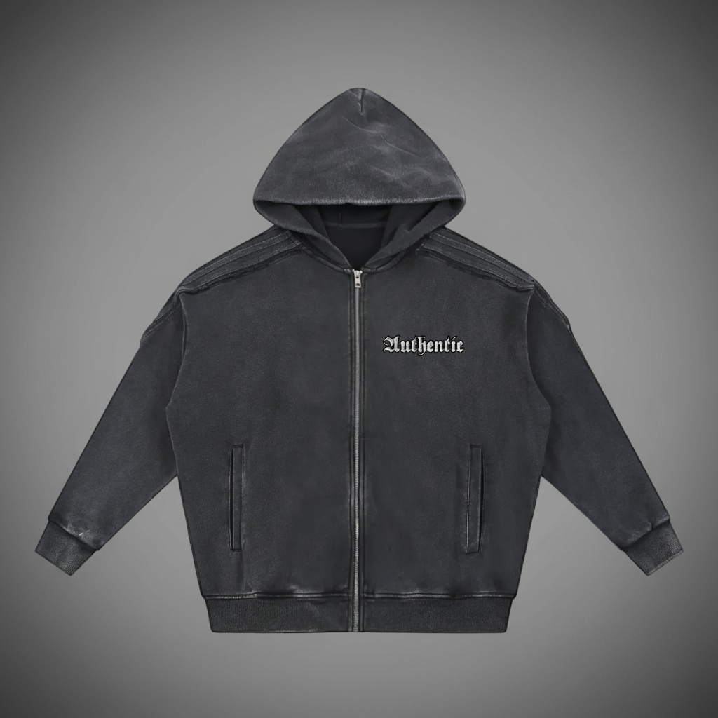 Authentic Snow Washed Tape-Stitch Zip Hoodie