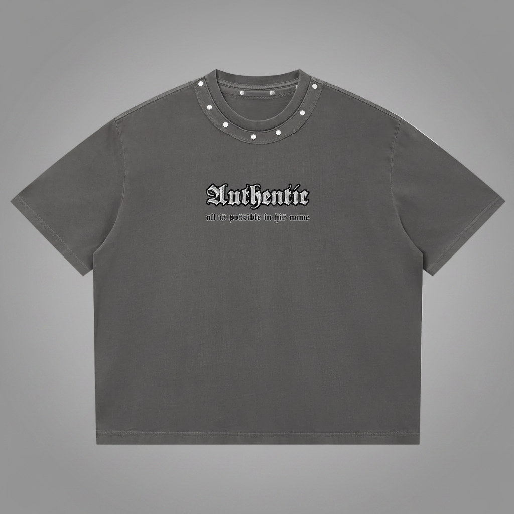 Authentic Unisex Washed Boxy Studded T-Shirt