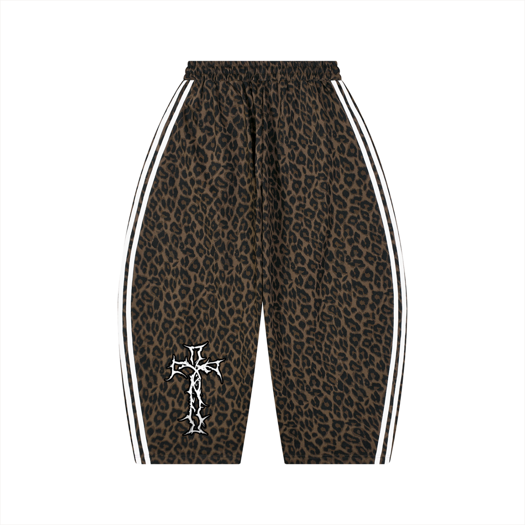 Unisex Leopard Barrel Leg Sweatpants