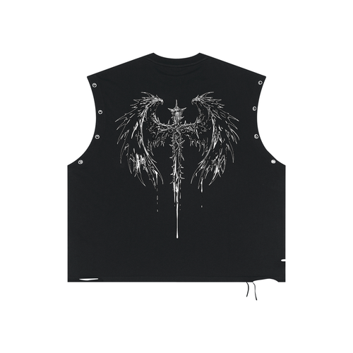 Authentic Distressed Grommet Eyelet Tank Top