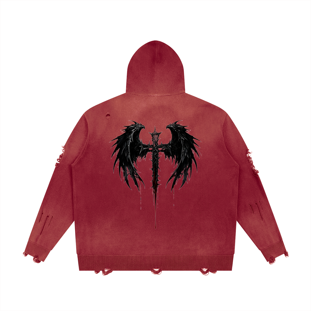 Authentic USX Distressed Dual Zip Sweater