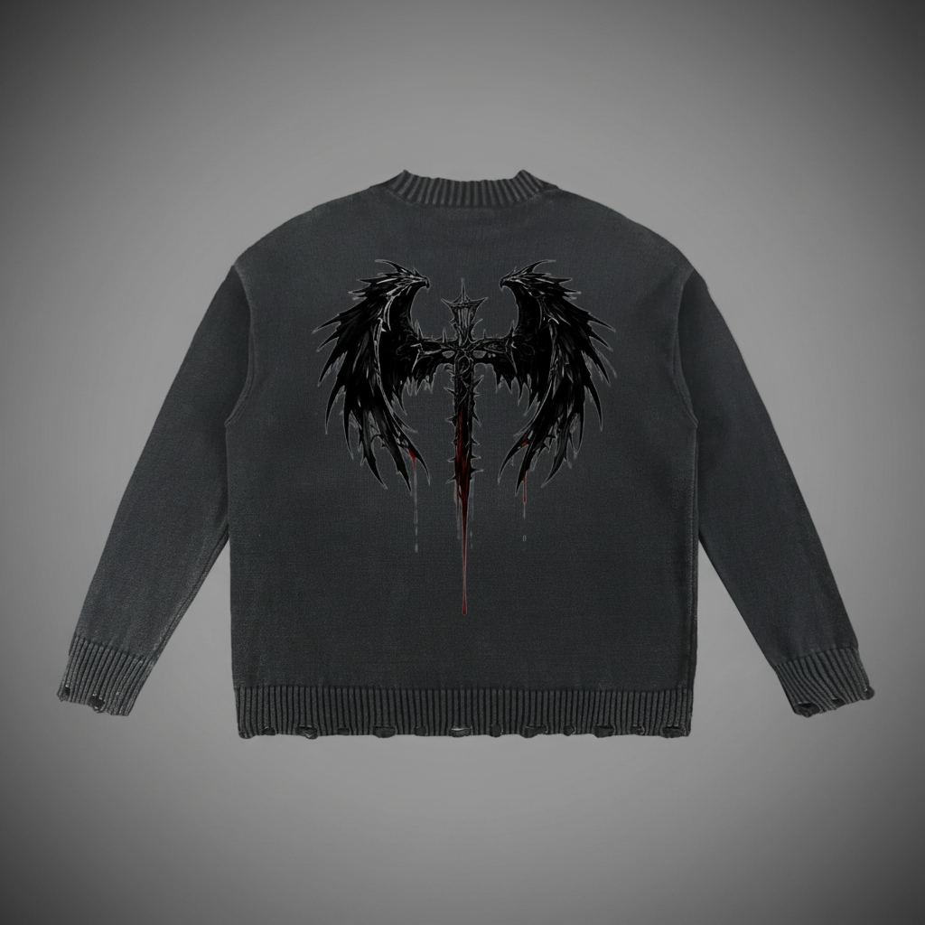 Authentic Vintage Washed Hand-Frayed Sweater