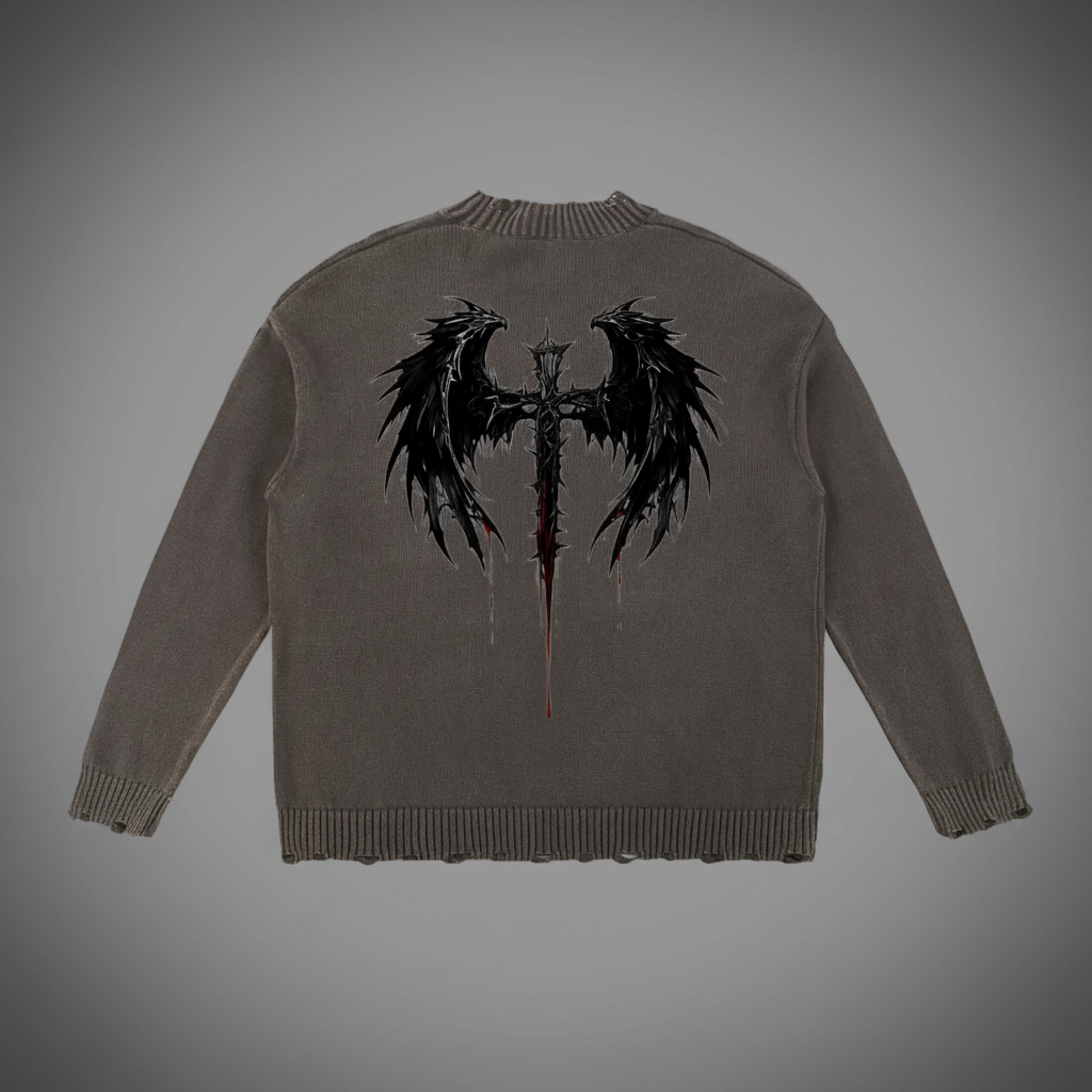 Authentic Vintage Washed Hand-Frayed Sweater