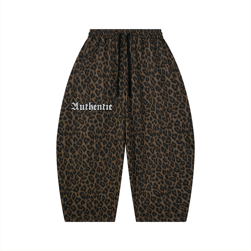 Unisex Leopard Barrel Leg Sweatpants