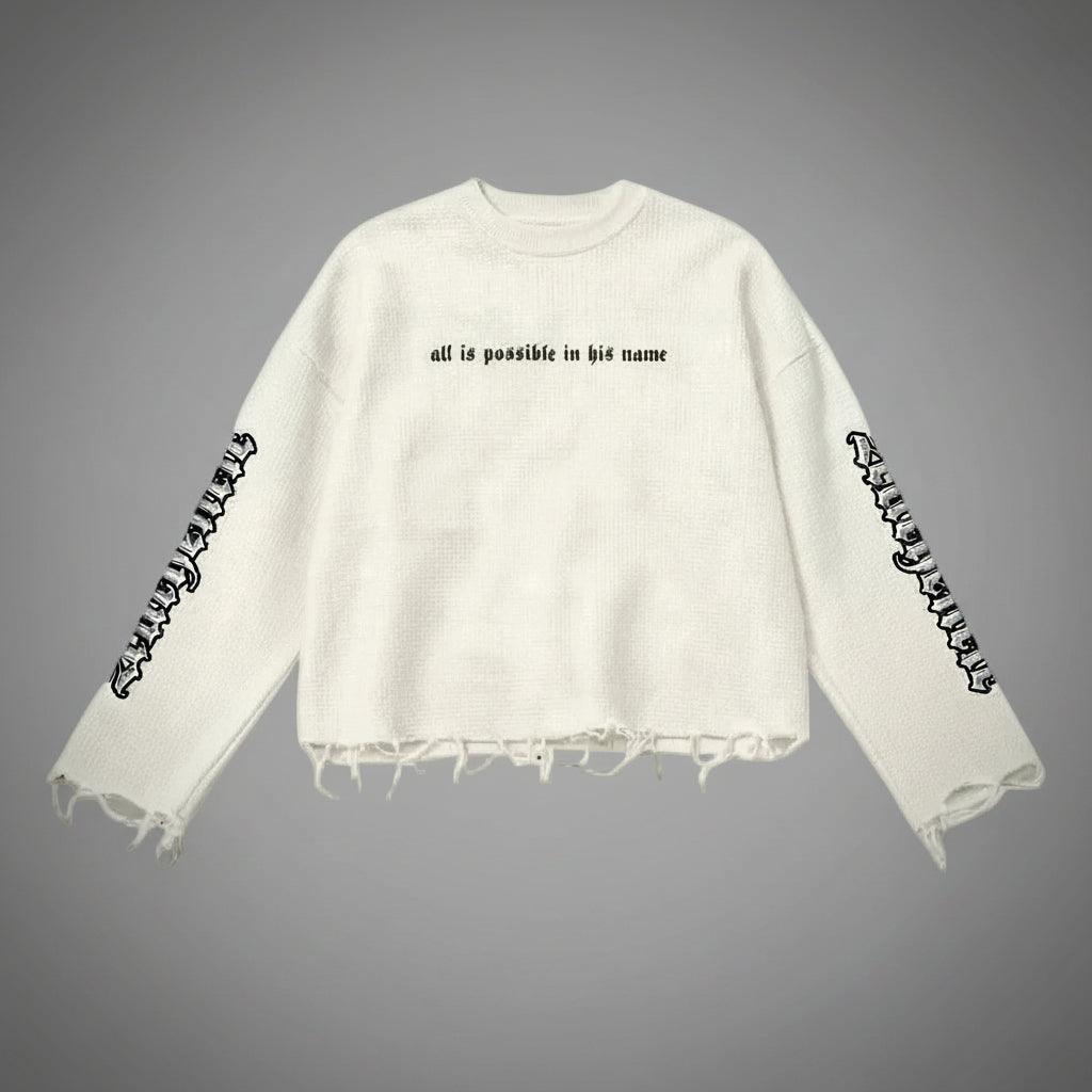 Authentic Unisex Heavyweight Waffle Cropped Long-Sleeve Shirt